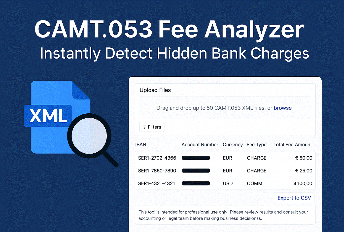 CAMT.053 Fee Analyzer